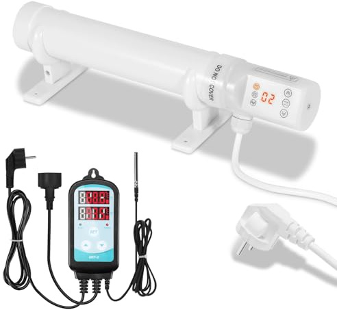 Jaxguom Växthusvärmare, 60 W växthusvärmare med termostattimer, tidtabell och cykelfunktion, växthusvärmare 34 cm för växter, trädgårdshus, växthus