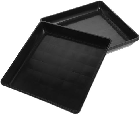 TOYANDONA 4 Platillos Negros para Plantas, Bandejas de Drenaje Rectangulares de Plástico PP, Resistentes y Compatibles Macetas de Jardín para Exteriores E Interiores, 18 Cm