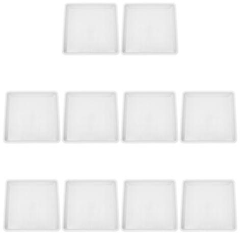 TOYANDONA 10 Pièces Lot de Coupelles sous Pot Carrées Blanc Plateaux Étanches pour Plantes Pot Base Résistante pour Jardin Balcon et Intérieur