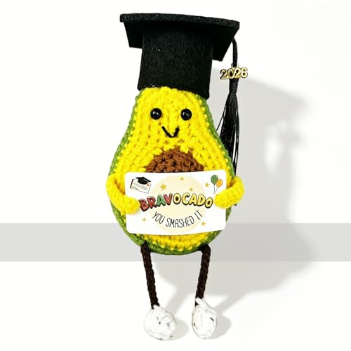 Kazunark Bravocado Gehäkelt Glücksbringer, Abitur 2026 Geschenke, Bachelor & Master Abschluss Geschenk, Bestandene Prüfung Geschenk, Handgefertigte Positive Geschenke