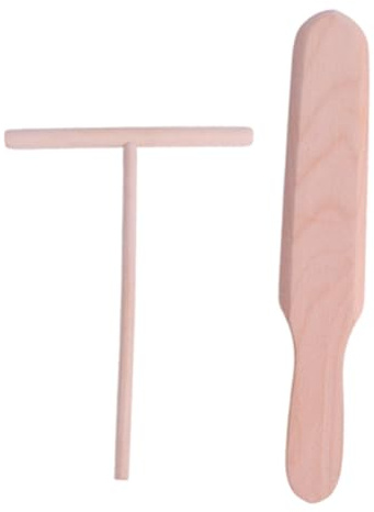 TIDTALEO Espátulas de Madera para Panqueques y Crepes, Juego de 2 Piezas Raspador y Volteador, Herramienta para Hacer Panqueques Caseros, Utensilios de Cocina Versátiles para