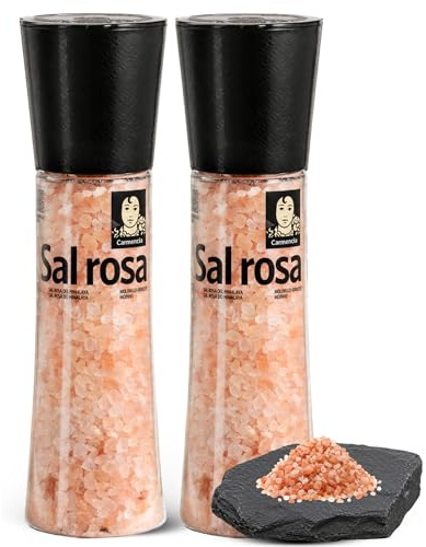 Sal Rosa del Himalaya, Formato molinillo gigante, Apta para realzar todos tus platos y brindar un toque gourmet, sazonar carnes, pescados y verduras, Sin Gluten, Contiene 2 unidades de 370 g