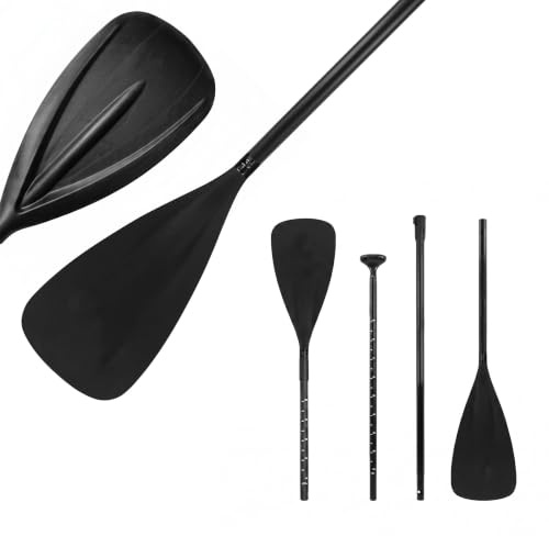 Relaxdays SUP-paddel 2-i-1, justerbar kajakpaddel, dubbelpaddel, osänkbar, 4-delad, aluminium, svart