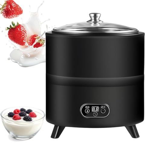 Yogurtiera Commerciale 8l/12l, Macchina Per Fermentazione In Acciaio Inox | con display LCD e temperatura costante per Natto, vino di riso e Kimchi(black,8L)