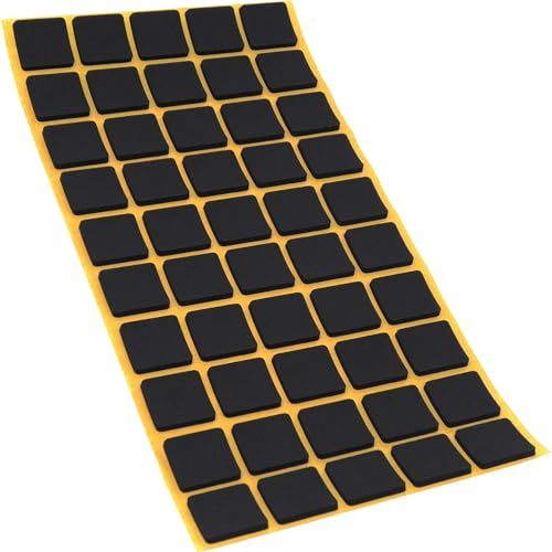 Adsamm® / 50 x Patins antidérapants Autocollants en Caoutchouc cellulaire EPDM / 20x20 mm/Noir/carré/Patins antidérapants de 2,5 mm d'épaisseur