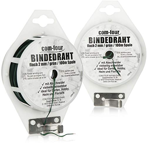 COM-FOUR® 2x 100 metri di filo per piante verde - filo da giardino con guaina - filo per legare piante e fiori - supporto pianta (100m - 2 pezzi)