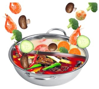 Heaveant Hot Pot, Stainless Steel Catering Pot, Induction Cooker for Separating Thick Hot Pot Flavour Separation (30 cm)