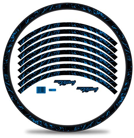 Finest Folia RX025 Bicycle Rims Stickers, Neon Blue, Matte, Set of 16, Waterproof, Weather-resistant, for 27-29 Inches Road Bike, Mountain Bike, MTB, Balance Bike