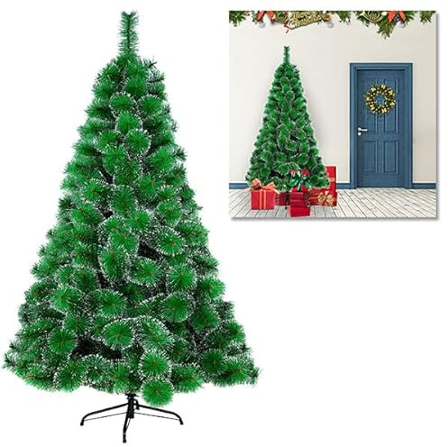 YUENFONG 210CM Árbol de Navidad Artificial, Decoración con Soporte de Metal, Sistema de Paraguas Plegable de Montaje Rápido, Ambiente Navideño (Aguja de Pino Lateral Blanca, 210cm)