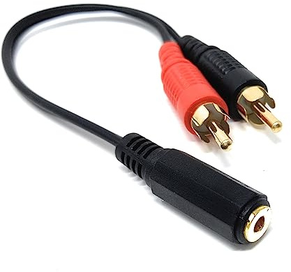 DRUT 1pcs 20cm 3.5mm Stereo Jack Socket to 2 x RCA Phono Plugs Adapter | Durable, reliable connectors. No drivers needed, plug & play. Great for Hi-Fi systems, laptops, phones, mixers, and...