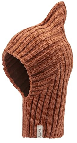 Sterntaler Strickmütze mit Rippstrickmuster diagonal - Unisex Schalmütze mit Zipfel - Warme Schlupfmütze - Winter Kindermütze - lehmbraun, 53