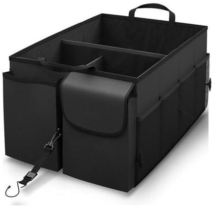 Kofferraum Organizer für Ford C-Max (Bj.2003-2010),68L Kofferraumtasche Zusammenklappbarer Auto Organizer Kofferraum mit Fächern Klappbarer Deckel Aufbewahrungsbox,Black