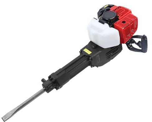 52CC Benzin Abbruchhammer, Abbruchhammer mit 2-Takt Motor Stemmhammer Meißelhammer 20-55J Meißel Profi Set Bohrhammer mit Spitzmeißel, Flachmeißel und Werkzeug für Abbrucharbeiten