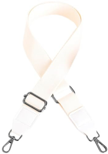 Whakano Verstellbarer Schultergurt Ersatz Taschengurt Breit 3,8CM Unisex,Längenverstellbarer 87-144cm Schulterriemen,Taschengurte zum Wechseln,Taschenherstellung Zubehör,Schwarz Schnalle,Cremeweiß