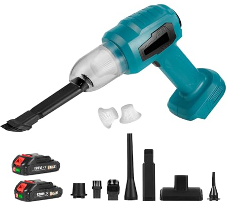 Solonsuo Mini Handstaubsauger, 500w Hand-Staubsauger Kabellos, 3-In-1 Kleiner Handsauger Stark mit Saugen, Blasen, Aufblasen, Geeignet für Auto, Haushalt, Tierhaare, Staubreinigung (Mit 2 Batterie)