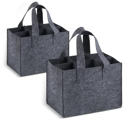2 STK Flaschenträger 6 Flaschen, Wiederverwendbare Männerhandtasche Bierträger Filz Getränketasche, Getränkekorb für 6 Flaschen Tasche Party Picknick Getränketräger