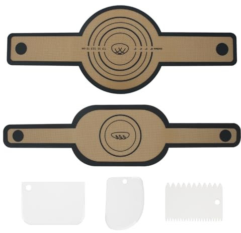 2 PCS Silicone Baking Mat, Non-Stick Bread Baking Accessories, Long Handles for Transferring Dough, Reusable Baking Mat for Dough, Silicone Mat Baking for Dutch Oven for Bread Making