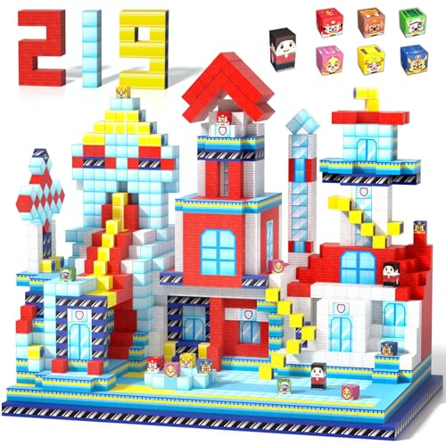 219 Pcs Magnetische Bausteine, 2.5CM/Pcs Magnetic Building Blocks, Build Magnet Welt Set für Jungen und Mädchen, Montessori Bausteine Spielzeug, Geschenke für Kinder im Alter von 3 4 5 6 7 8 Jahren