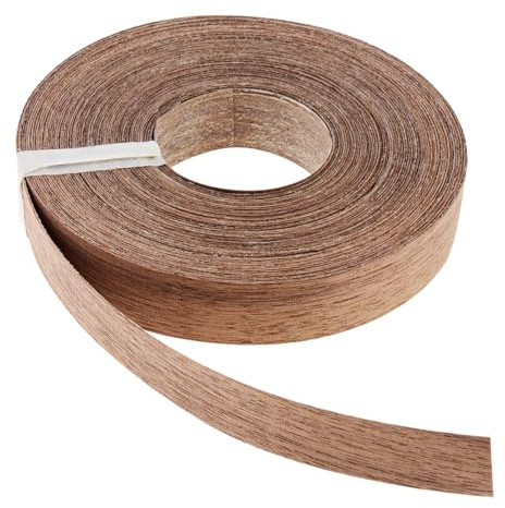 Bande de chant flexible pré-encollée thermocollante, 1,9 cm x 15 m, en noyer, pour la restauration de meubles et les loisirs créatifs.