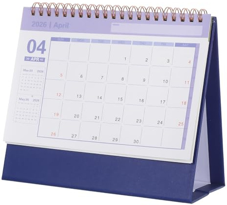 SHINEOFI Bordskalender 2025–2026 18 månader engelskt stående hopfällbar bordskalender liten månads– för kontor och hem (2025–december 2026)