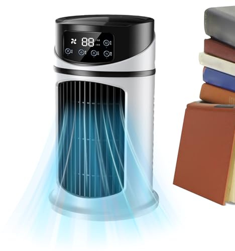 Vhjlfig Climatizador Evaporativo - Ventilador De Mesa Con Agua - Dispositivo De Enfriamiento Con 3 Velocidades Y Luz LED Para Camping Oficina Estudio Exterior Apartamento Residencias