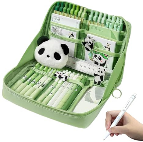 Vgvgaj Schulbedarf Set - Schulbedarf Federmäppchen | Panda Design Stifte Notizzettel Anhänger Für Kindergarten Schule Zuhause Schüler Jugendliche Mädchen