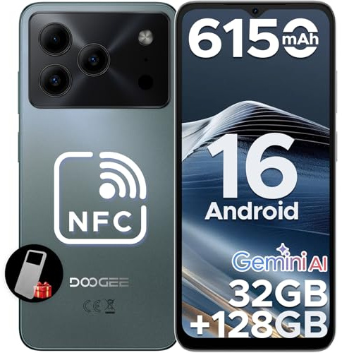 Note 56 Pro Smartphone Android 16, 32GB+128GB/TF 2TB Telefono Cellulare, 6.56 HD+ 90Hz Telefoni, 6150mAh Octa Core Cellulari, 13MP+8MP/Face ID/4G Dual SIM/Widevine L1/OTG/Tipo-C/NFC/3.5mm Jack