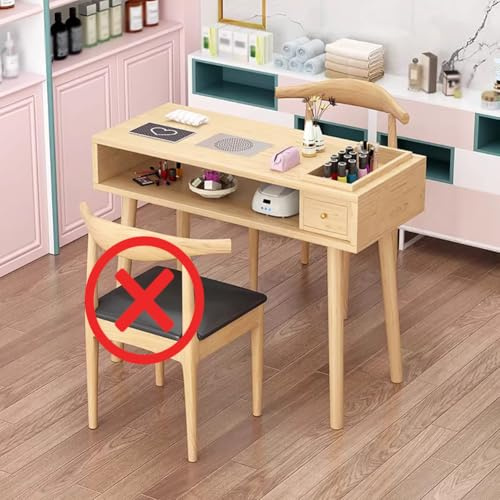 PA-DABAOO Nagelbord i massivt trä med nagelpulveruppsamlare, professionellt manikyrbord och nagelstation, nagelskönhetsbord, med lådor och dubbelt förvaringsutrymme, för salong och hem,120cm