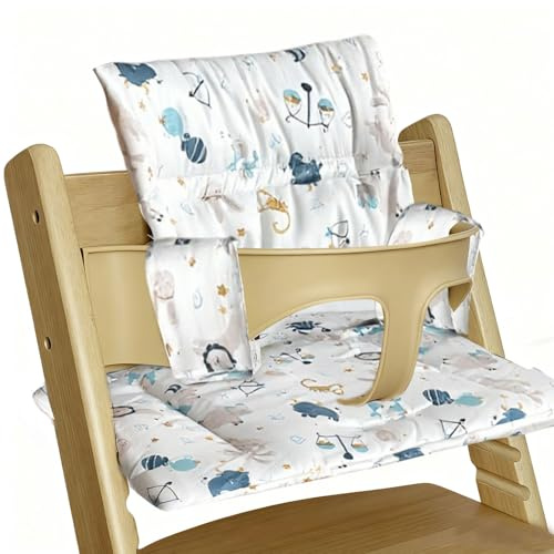 Hengrongshen Hochstuhl Kissen für Stokke Tripp Trapp, rutschfest Hochstuhl Sitzkissen Set, Hochstuhlkissen Zubehör Baby, Verdickung Weiches Sitzkissen für Baby & Kids mit Klettverschluss