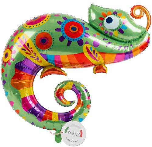 Balloa Uppblåsbar Ballong XXL Kameleont, Heliumballong, Djurmönster, Safari, Festdekoration, Födelsedagspresent Till Barn, Figur Av Djungeldjur