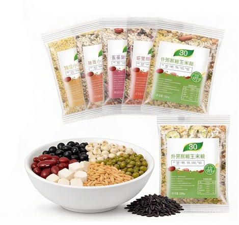 Paquet De 30 Bouillies Céréales Mélangées, 75 G Par Sachet, Congee Multigrains Facile À Cuire Avec Riz Et Haricots, Petit-déjeuner Saines, Solution Repas Rapide