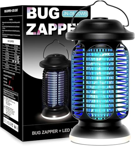 Regevo Lampe Anti Moustique, 4000V Tue Mouche Eléctrique avec lumière LED, 20W Appareil Anti Moustique UV, IPX4 étanche, Piège à Moustique Insectes Moucherons pour Extérieur Intérieur