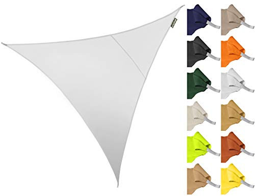 Kookaburra 3m Triangle Water Resistant Garden Patio Sun Shade Sail Canopy 96.5% UV Block with Free Rope (Polar White)