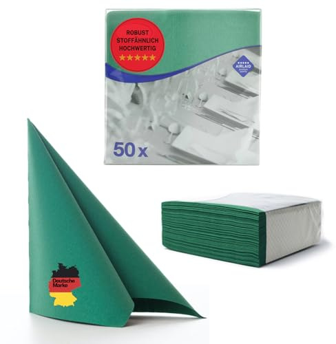 AROBA 100 Stück Airlaid Servietten 40x40 cm - Stoffähnliche Einweg Tischservietten - Hochwertige Dekorative Servietten für Hochzeit, Events, Hotels, Restaurants - Grün