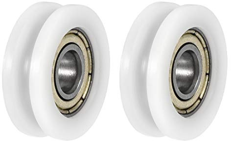 sourcing map 2 Stück U Nut Nylon Kugellager 6x21x7mm Doppelmetall Rollenführungsrad Lager