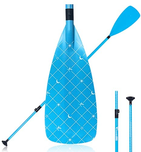 Freein SUP Paddel DREI-Teilig - Leichter Glasfaser-Schaft mit Nylon-Paddel, Ideal für Stand Up Paddleboarding, Blau