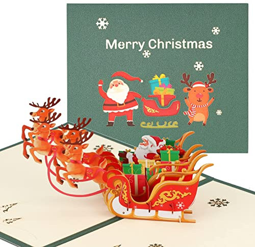 yumcute Pop Up Weihnachtskarte, 3D Weihnachtskarten, bestes Geschenk für Weihnachten, Umschlag enthalten, Chrismas Geschenkkarte, Santa Claus