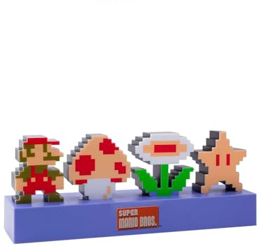 Super Mario Bros Icons Licht - Offiziell lizenziertes Nintendo-Merchandise, schallreaktiver Modus, dekorative Leuchte Figur für Schlafzimmeraccessoires & Gaming-Raum-Deko