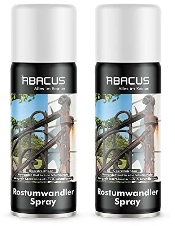 ABACUS® Rostumwandler-Spray, Rostentferner, Rostschutz-Spray – der Rostumwandler verwandelt Rost in eine schützende Grundierung Rostumwandler Spray 2X 400 ml (7702.2)