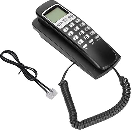 Telefono con Filo, KXT777CID Telefono con Funzione di Ricomposizione Multifunzionale con Composizione a Intonazione, Telefono Sospeso Telefono Fisso a Parete da Scrivania per L'home Office(Nero)