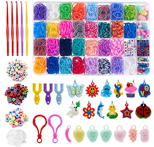 LauCentral Loom Twist Bands Kit, 2300+ Premium-Qualität in 30 einzigartigen Farben mit anderem Zubehör und robuster Aufbewahrungsbox, Kinder-Mädchen, elastisches Armbandherstellungs-Set als Geschenk,