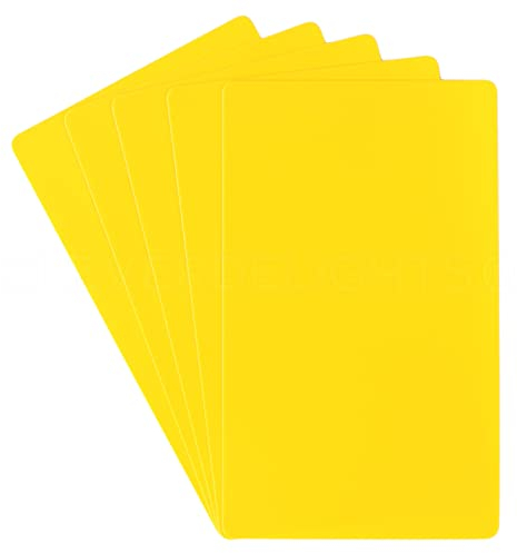CleverDelights Gelbe Plastikkarten, 7,6 x 12,7 cm, 100 Stück, wasserdicht, strapazierfähig, 7,6 x 12,7 cm