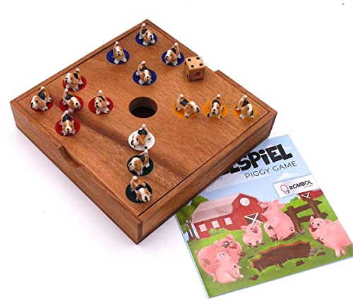 ROMBOL Ferkelspiel - Das Würfelspiel mit den süßen Tierfiguren für die ganze Familie inkl. praktischem Verschlussband, Ferkelspiel Varianten:Hund