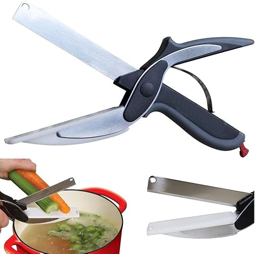 PARENCE - Cutter,2 en 1 Chopper Cutter & Multifonction Cuisine Aliments Ciseaux Remplacez Vos Couteaux de Cuisine et Planche à Découpe