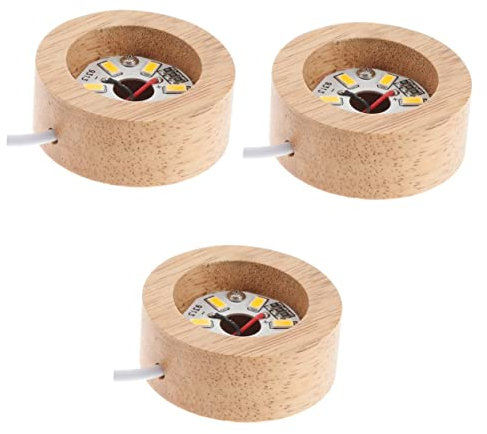 DOITOOL 3st Kristallkugel-lampenfassung Led-lichtbasis Warmlicht-basisständer Lässt Harz Glasbausteine ​​zum Basteln Mit Loch Led-Display-Basis Aus Holz Glaskunst Chassis Hölzern