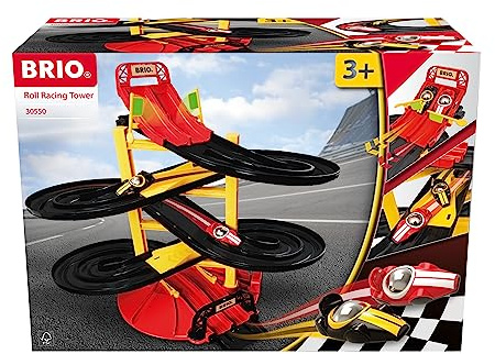 BRIO – 30550 Rennbahn-Turm mit Zwei Rennwagen | Rennwagen-Spielzeugset für Kinder ab 3 Jahren
