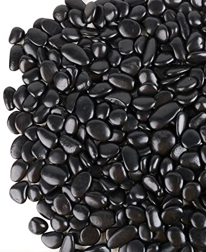 Schwarze Kieselsteine für Pflanzen, 0,8 kg, für Aquarien, 2 cm - 3 cm, dekorativ, poliert