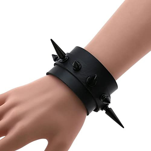 Bysonglezai Armbänder Damen Armband Frauen Geschenk Mädchen Cosplay Männer Schwarz Leder Nietenarmband Punk Armband Goth Manschette Armband Gothic Niet Schnalle Armbänder Für Frauen Gopunk-25