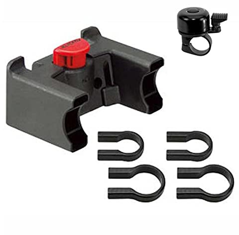 Rixen & Kaul Lenkeradapter für Taschen - Körbe Rucksäcke und mehr 22-26 mm / 31,8 mm inkl. Fahrradklingel