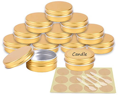 YANCAER 50 Pièces Pots en Aluminium Or de 15ml avec Couvercle - D41mm x H17mm Vide Ronde Cosmétiques Pot Conteneurs de Voyage pour Maquillage, Crème, Baume à Lèvres, Mini Bougies